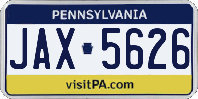 PA license plate JAX5626