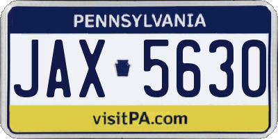 PA license plate JAX5630