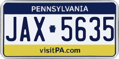 PA license plate JAX5635