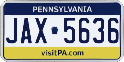 PA license plate JAX5636