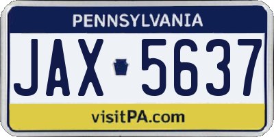 PA license plate JAX5637