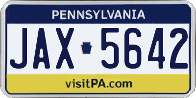 PA license plate JAX5642