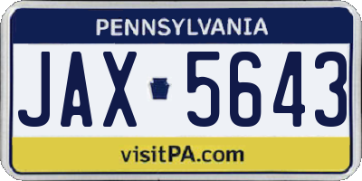 PA license plate JAX5643