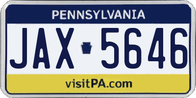 PA license plate JAX5646