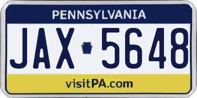PA license plate JAX5648
