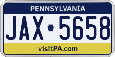 PA license plate JAX5658
