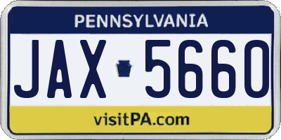 PA license plate JAX5660