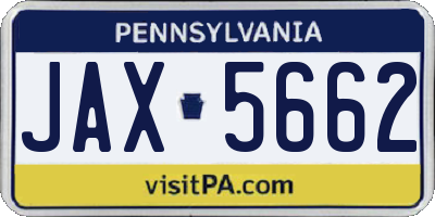 PA license plate JAX5662