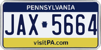 PA license plate JAX5664