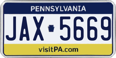 PA license plate JAX5669