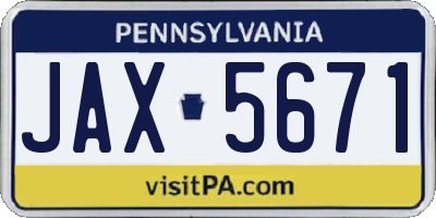 PA license plate JAX5671