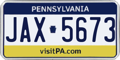 PA license plate JAX5673