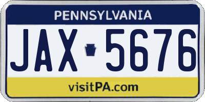 PA license plate JAX5676