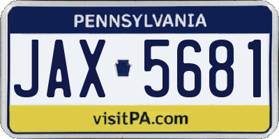 PA license plate JAX5681