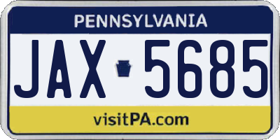 PA license plate JAX5685