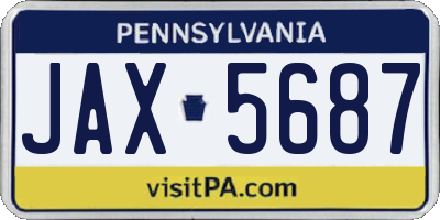 PA license plate JAX5687