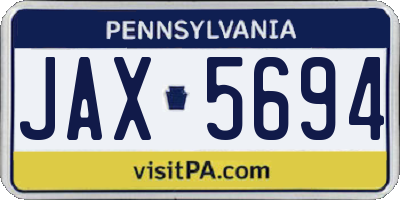 PA license plate JAX5694