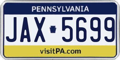 PA license plate JAX5699