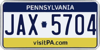 PA license plate JAX5704