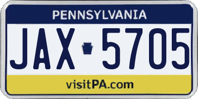 PA license plate JAX5705