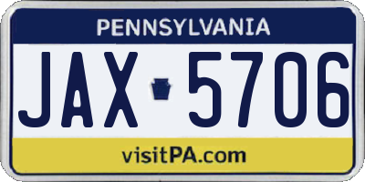 PA license plate JAX5706