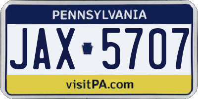 PA license plate JAX5707