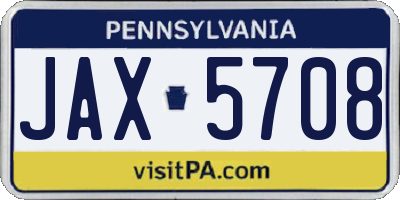 PA license plate JAX5708