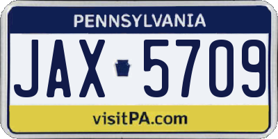 PA license plate JAX5709