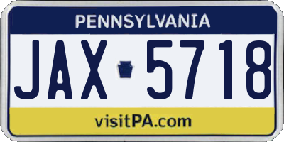 PA license plate JAX5718