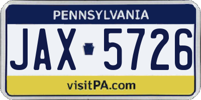 PA license plate JAX5726