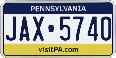 PA license plate JAX5740