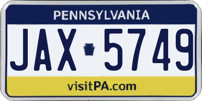 PA license plate JAX5749