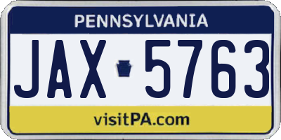 PA license plate JAX5763