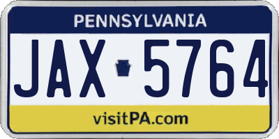 PA license plate JAX5764
