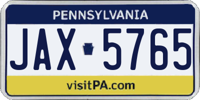 PA license plate JAX5765