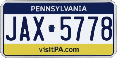PA license plate JAX5778