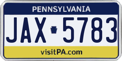 PA license plate JAX5783