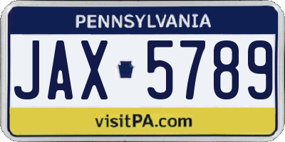 PA license plate JAX5789