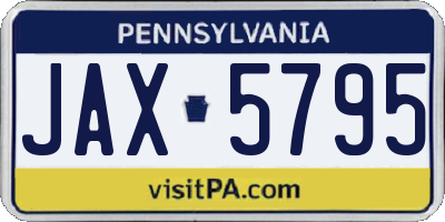 PA license plate JAX5795