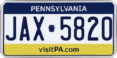 PA license plate JAX5820