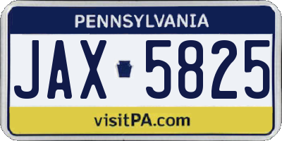 PA license plate JAX5825