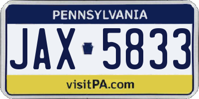 PA license plate JAX5833