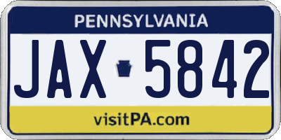 PA license plate JAX5842
