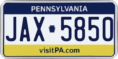 PA license plate JAX5850