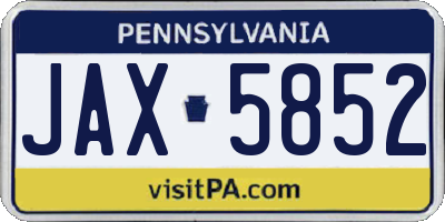 PA license plate JAX5852