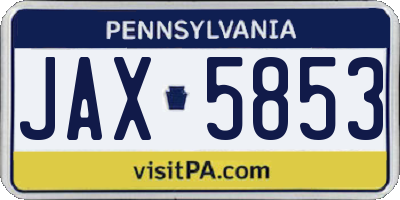 PA license plate JAX5853