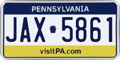 PA license plate JAX5861