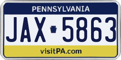 PA license plate JAX5863