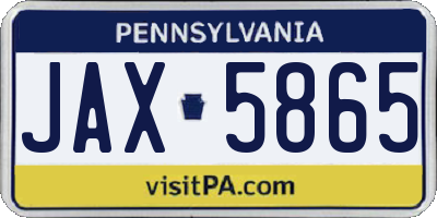 PA license plate JAX5865
