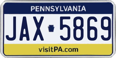 PA license plate JAX5869